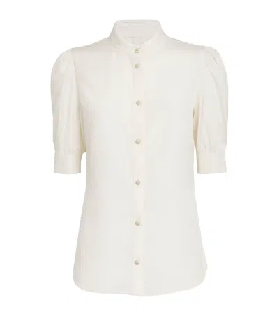 Alessandra Rich Silk Embroidered Blouse In White