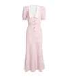 Alessandra Rich Floral Midi Dress Puff Sleeves In Pink