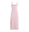 Alessandra Rich Silk Floral Pleated Midi Dress In Pink