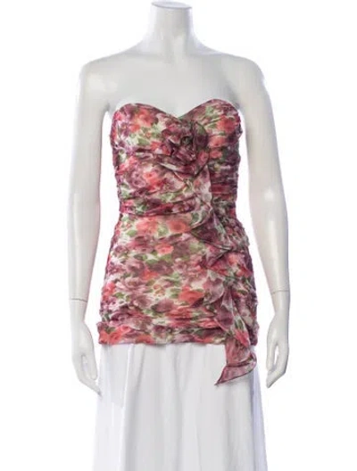 Pre-owned Alessandra Rich Silk Floral Print Blouse In Multi