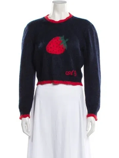 Pre-owned Alessandra Rich Silk Graphic Print Sweater In Blue