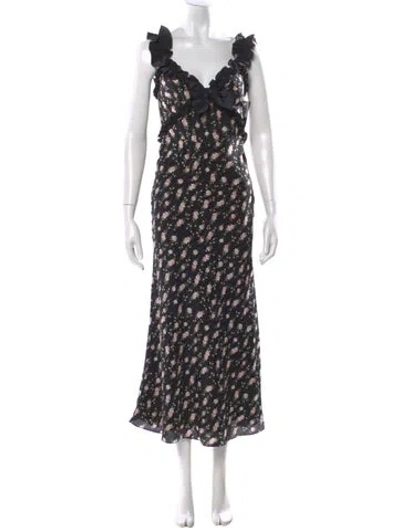 Pre-owned Alessandra Rich Silk Long Dress In Black