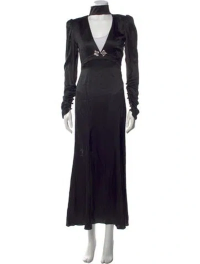 Pre-owned Alessandra Rich Silk Long Dress In Black