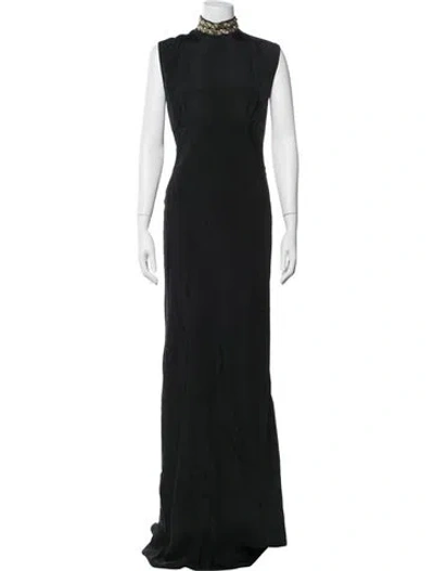 Pre-owned Alessandra Rich Silk Long Dress In Black