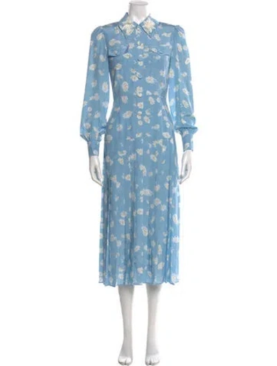 Pre-owned Alessandra Rich Silk Long Dress In Blue