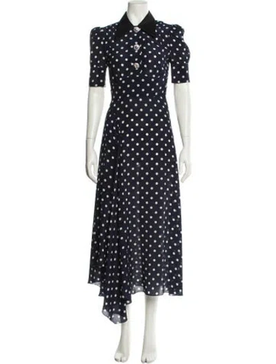 Pre-owned Alessandra Rich Silk Long Dress In Blue