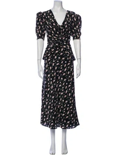 Pre-owned Alessandra Rich Silk Long Dress In Blue