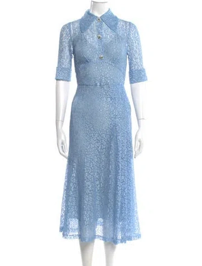 Pre-owned Alessandra Rich Silk Long Dress In Blue