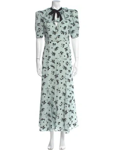 Pre-owned Alessandra Rich Silk Long Dress In Blue
