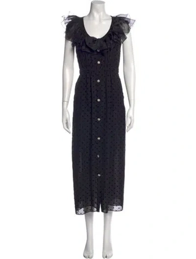 Pre-owned Alessandra Rich Silk Long Dress In Blue