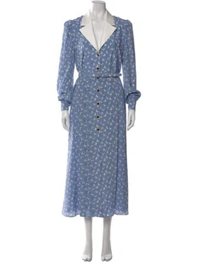 Pre-owned Alessandra Rich Silk Long Dress In Blue
