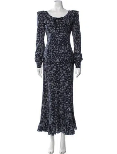Pre-owned Alessandra Rich Silk Long Dress In Blue