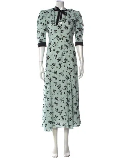 Pre-owned Alessandra Rich Silk Long Dress In Blue