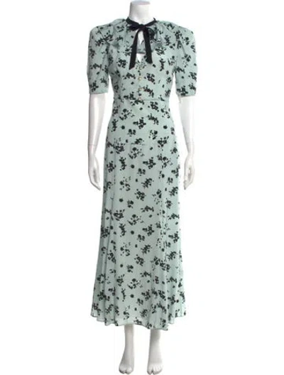 Pre-owned Alessandra Rich Silk Long Dress In Blue