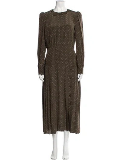 Pre-owned Alessandra Rich Silk Long Dress In Green
