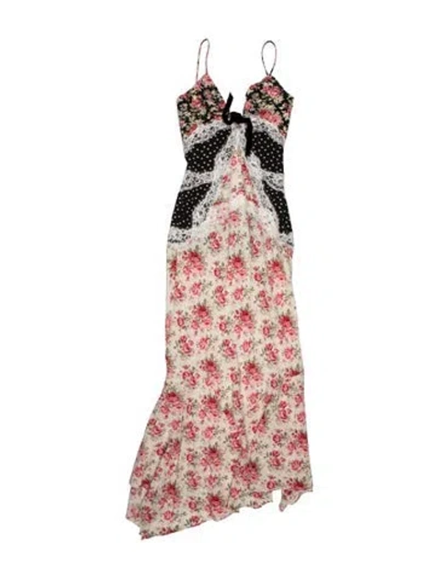 Pre-owned Alessandra Rich Silk Long Dress In Multicolor