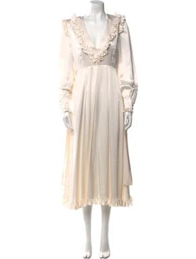 Pre-owned Alessandra Rich Silk Long Dress In Neutral