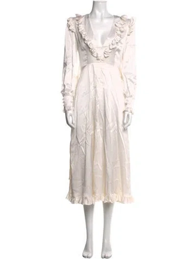 Pre-owned Alessandra Rich Silk Long Dress In Neutral
