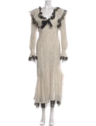 Pre-owned Alessandra Rich Silk Long Dress In Neutral
