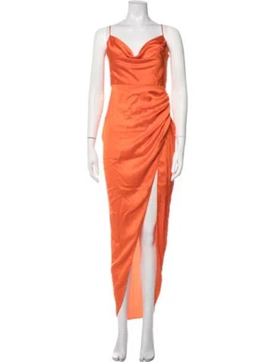 Pre-owned Alessandra Rich Silk Long Dress In Orange