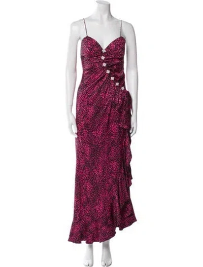 Pre-owned Alessandra Rich Silk Long Dress In Pink