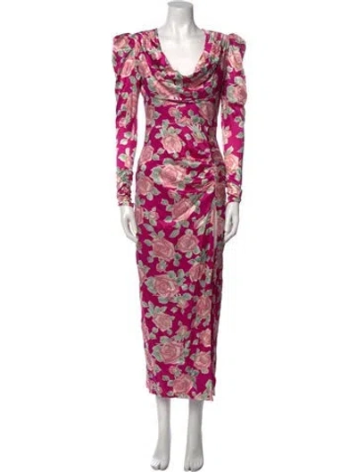 Pre-owned Alessandra Rich Silk Long Dress In Pink