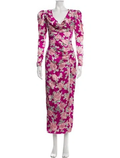 Pre-owned Alessandra Rich Silk Long Dress In Pink