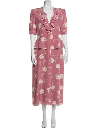 Pre-owned Alessandra Rich Silk Long Dress In Pink