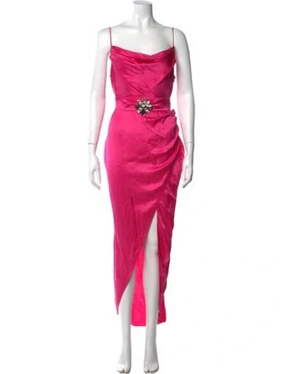 Pre-owned Alessandra Rich Silk Long Dress In Pink