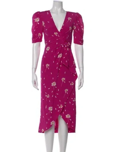 Pre-owned Alessandra Rich Silk Long Dress In Purple