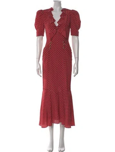 Pre-owned Alessandra Rich Silk Long Dress In Red