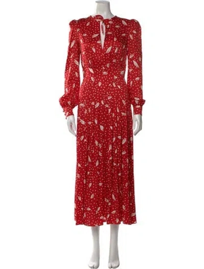 Pre-owned Alessandra Rich Silk Long Dress In Red
