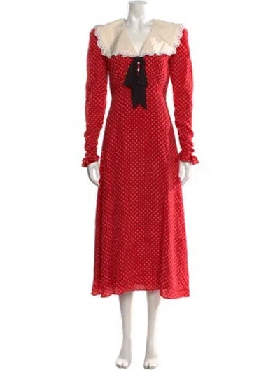 Pre-owned Alessandra Rich Silk Long Dress In Red