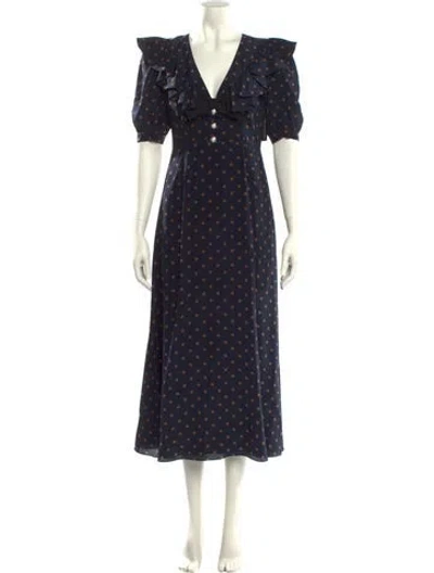 Pre-owned Alessandra Rich Silk Long Dress W/ Tags In Blue