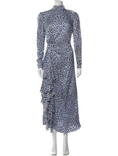 Pre-owned Alessandra Rich Silk Long Dress W/ Tags In Blue