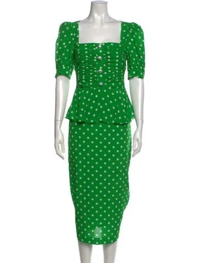 Pre-owned Alessandra Rich Silk Long Dress W/ Tags In Green