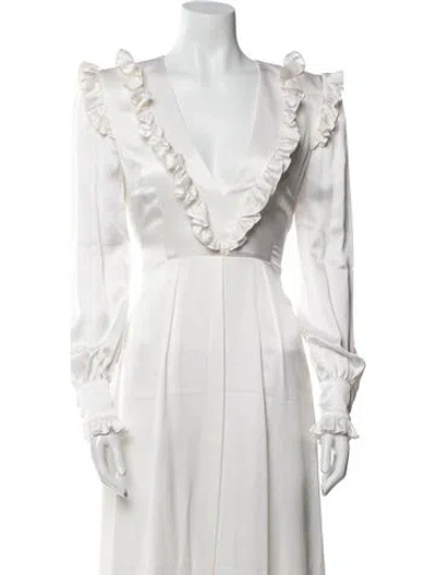 Pre-owned Alessandra Rich Silk Long Dress W/ Tags In White