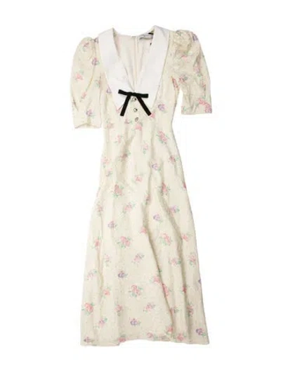 Pre-owned Alessandra Rich Silk Long Dress In White