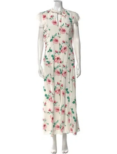 Pre-owned Alessandra Rich Silk Long Dress In White