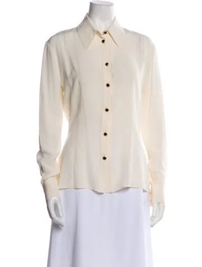 Pre-owned Alessandra Rich Silk Long Sleeve Button-up Top In Neutral