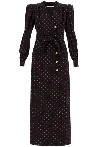 ALESSANDRA RICH SILK MAXI DRESS WITH POLKA DOTS