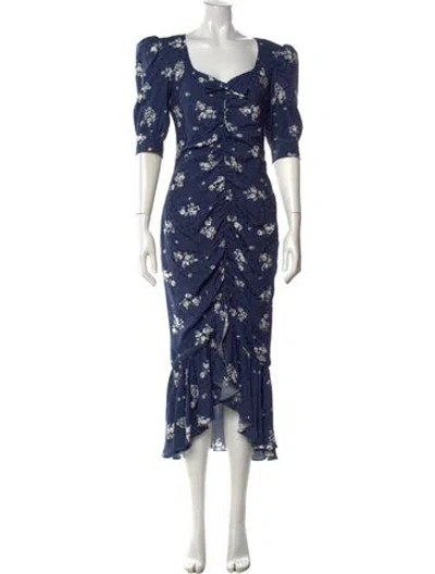 Pre-owned Alessandra Rich Silk Midi Length Dress In Blue