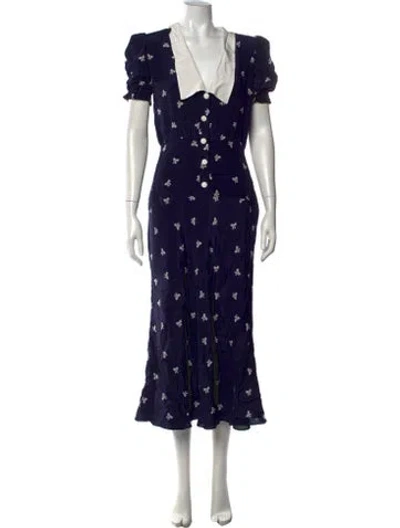 Pre-owned Alessandra Rich Silk Midi Length Dress In Blue