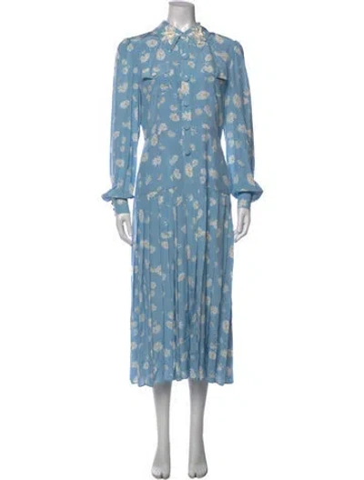 Pre-owned Alessandra Rich Silk Midi Length Dress In Blue