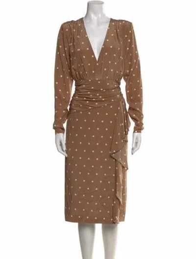 Pre-owned Alessandra Rich Silk Midi Length Dress In Brown