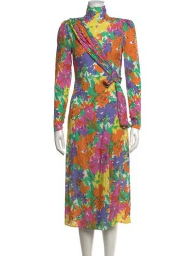 Pre-owned Alessandra Rich Silk Midi Length Dress In Pink