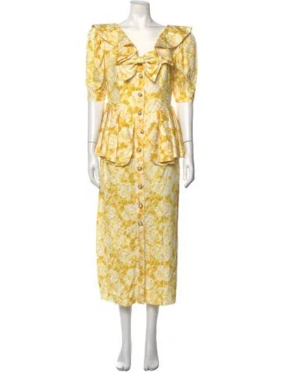 Pre-owned Alessandra Rich Silk Midi Length Dress In Yellow