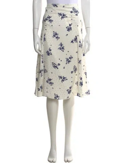 Pre-owned Alessandra Rich Silk Midi Length Skirt In White