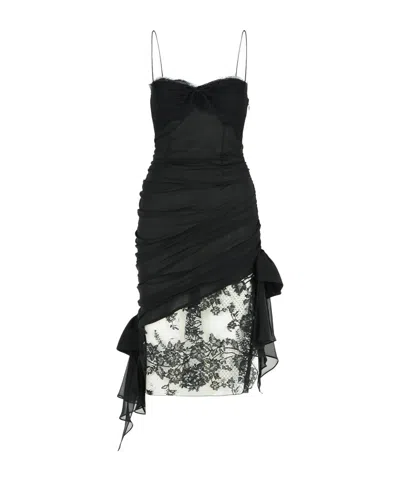 Alessandra Rich Silk Mini Dress In Black