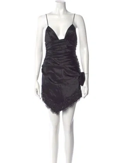 Pre-owned Alessandra Rich Silk Mini Dress In Black